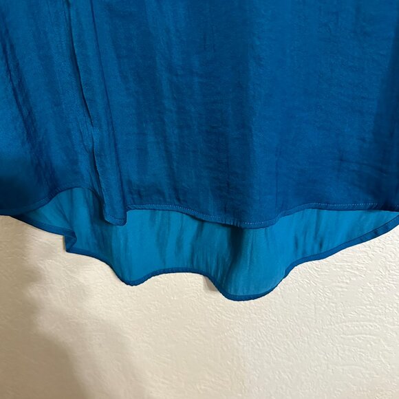 Simply Vera VeraWang, turquoise polyester short sleeved shirt, Size L - Picture 8 of 12